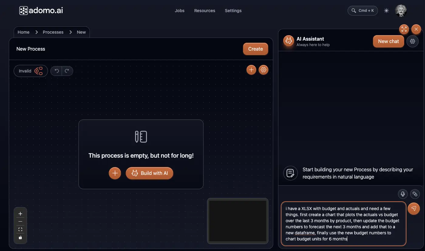 Features Overview - Create a new Process